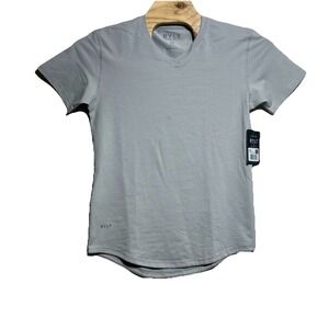 NEW Bylt Mens Drop-Cut Lux Gray T-Shirt Sz Small Short‎ Sleeve V Neck Stretch